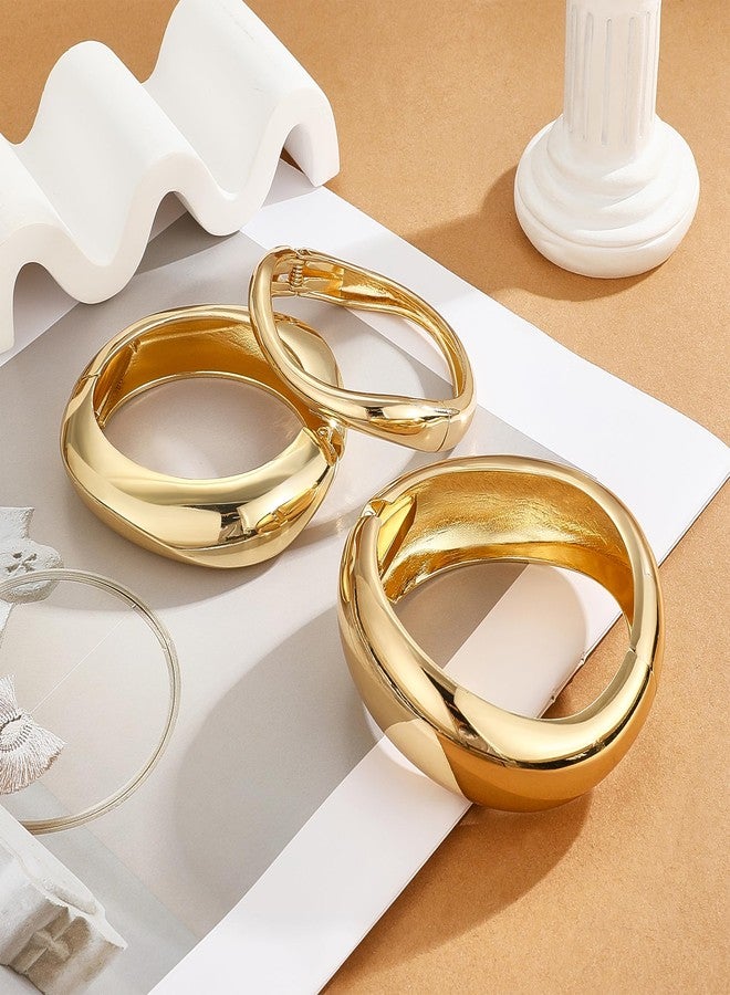 FEYIR Chunky Bangle Bracelet for Women Cuff Bangles Waterdrop Twisted Open Hinged Design Bracelets Women's Chunky Bracelet Set - Image 4